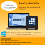 Stata MP 18 software box for advanced statistical analysis and data visualization