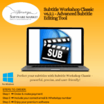 Subtitle Workshop Classic interface showing subtitle editing and video preview features