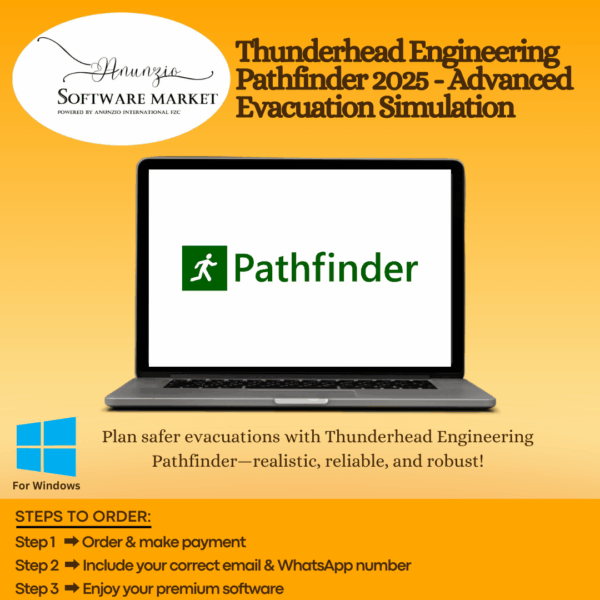 Thunderhead Engineering Pathfinder interface showing crowd evacuation simulation in a 3D environment