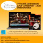 Toontrack EZdrummer 3 interface with drum kits and mixer view
