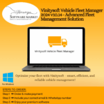 Vinitysoft Vehicle Fleet Manager dashboard showing fleet tracking and maintenance scheduling