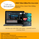 VSDC Video Editor Pro software box showing advanced video editing interface and tools