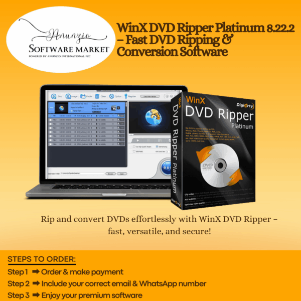 WinX DVD Ripper Platinum interface showcasing DVD ripping and conversion features