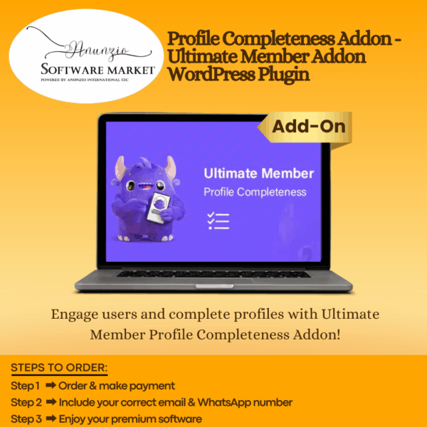 Profile Completeness Addon Plugin interface showing progress bar for user profiles
