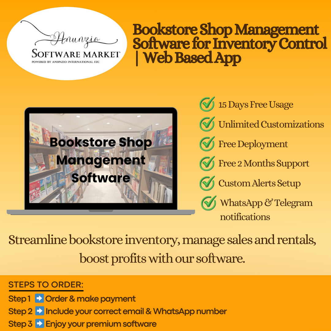 Bookstore shop management software dashboard