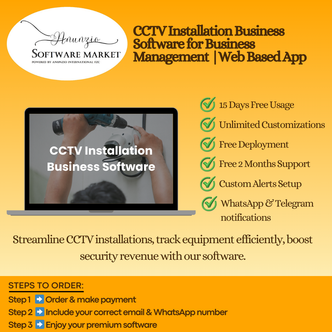 CCTV installation business software dashboard