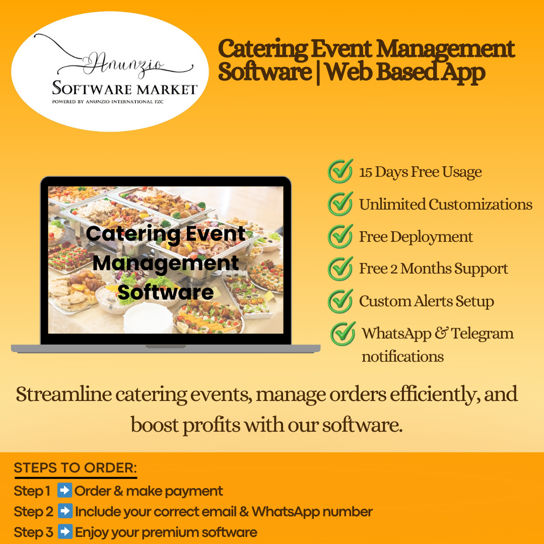 Catering event management software dashboard