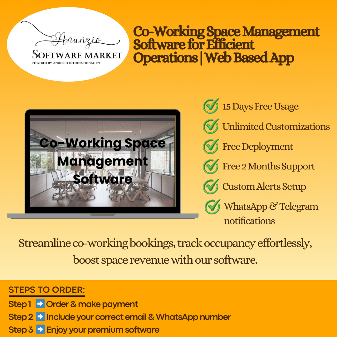 Co-working space management software dashboard