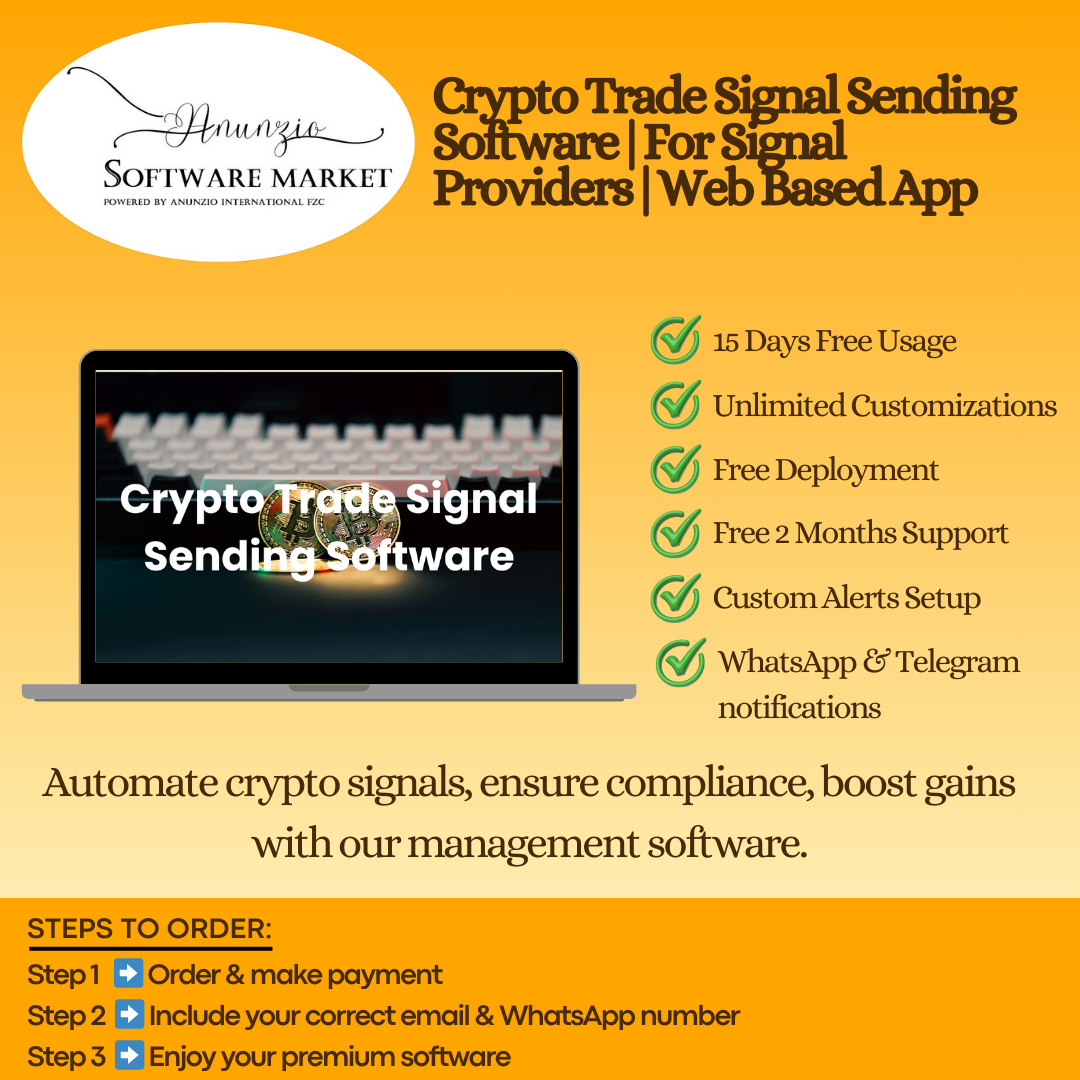 Crypto trade signal sending software dashboard