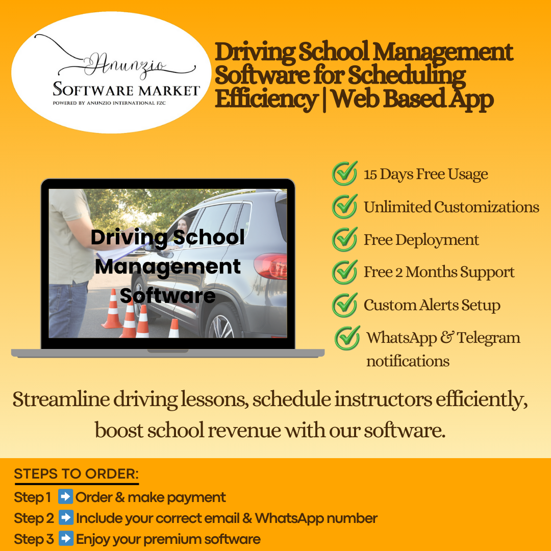 Driving school management software dashboard