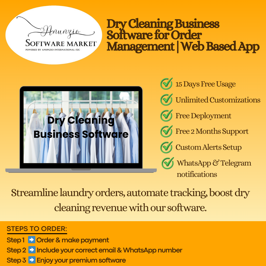 Dry cleaning business management software dashboard