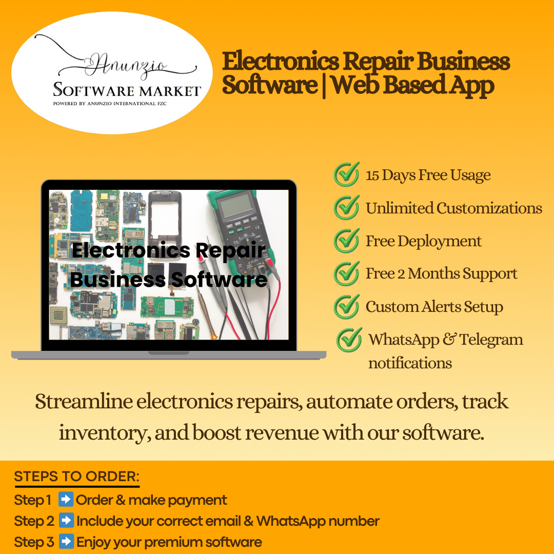 Electronics repair business software dashboard