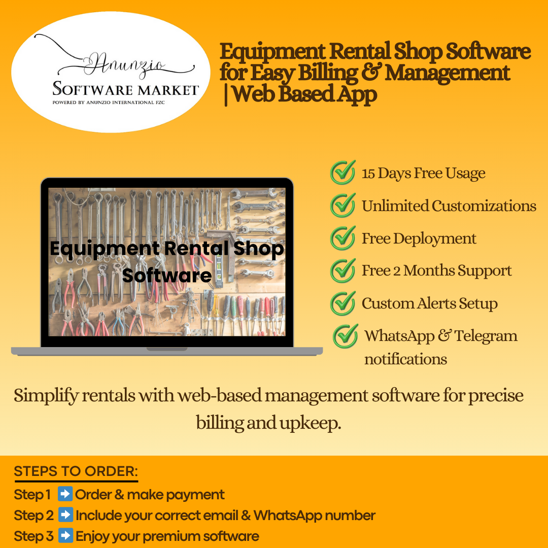 Equipment Rental Shop Software dashboard