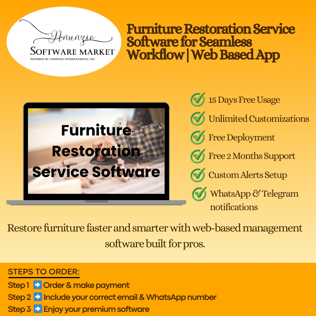 Furniture Restoration Service Software dashboard