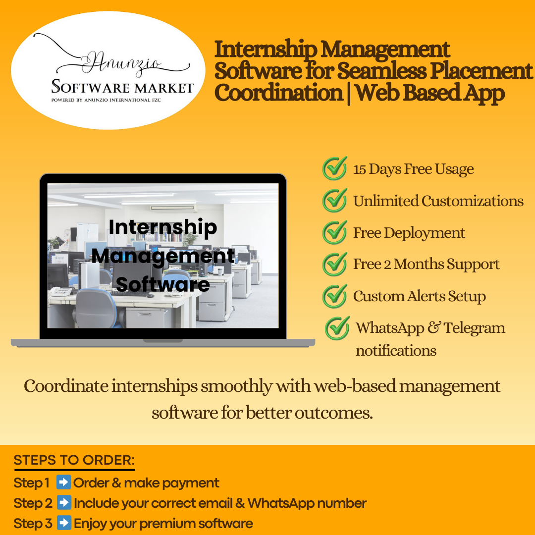 Internship Management Software dashboard