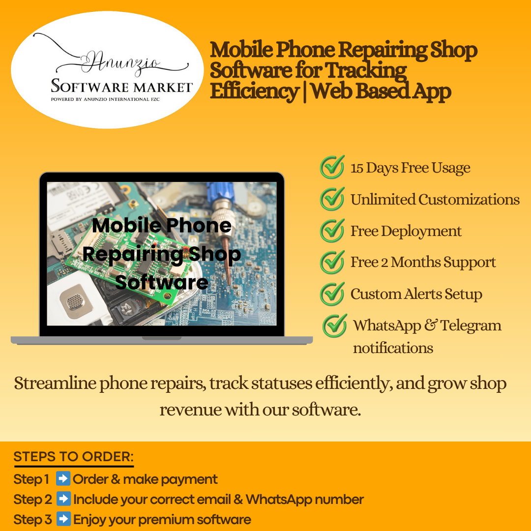 Mobile phone repairing shop software dashboard