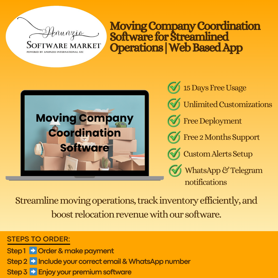 Moving company coordination software dashboard