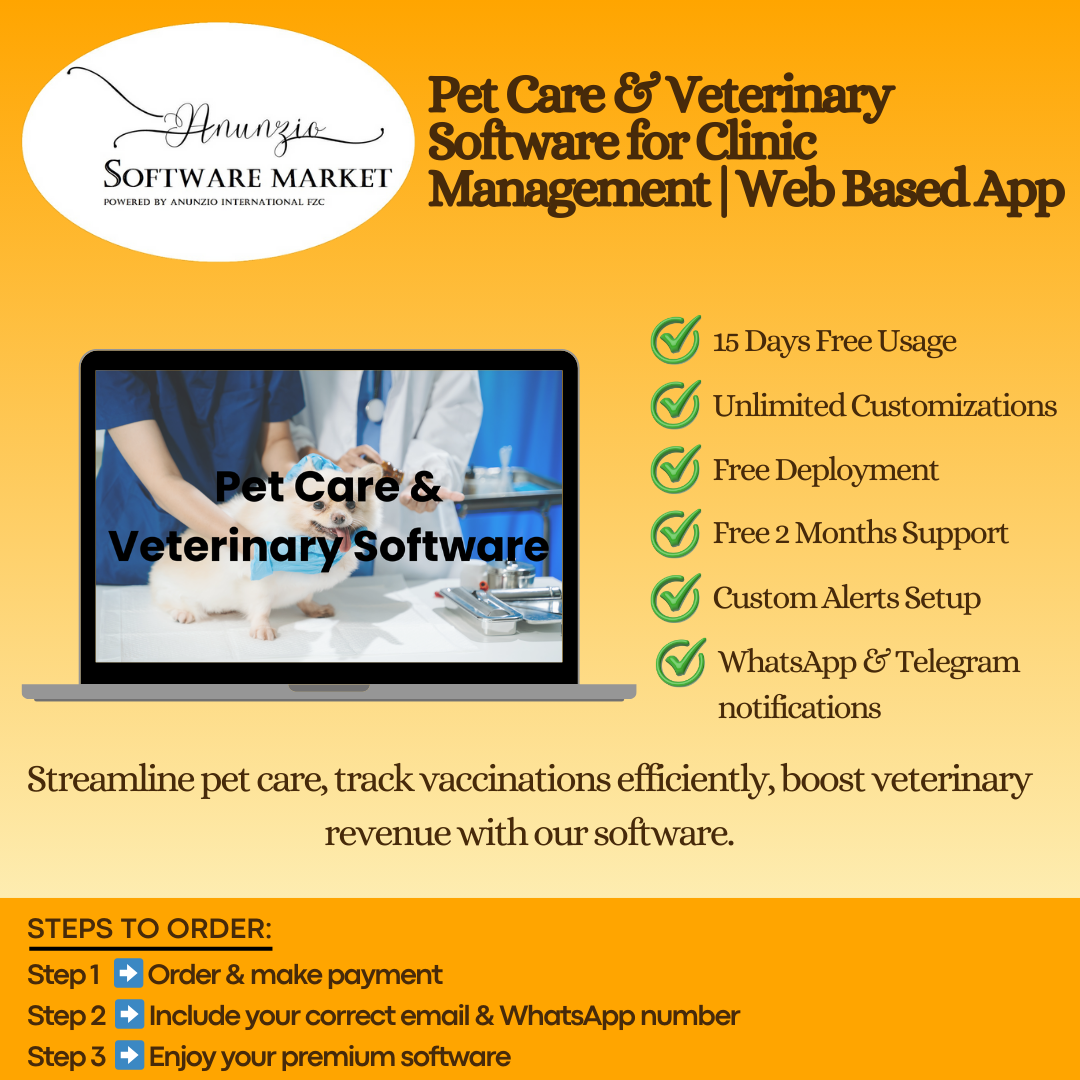 Pet care & veterinary management software dashboard