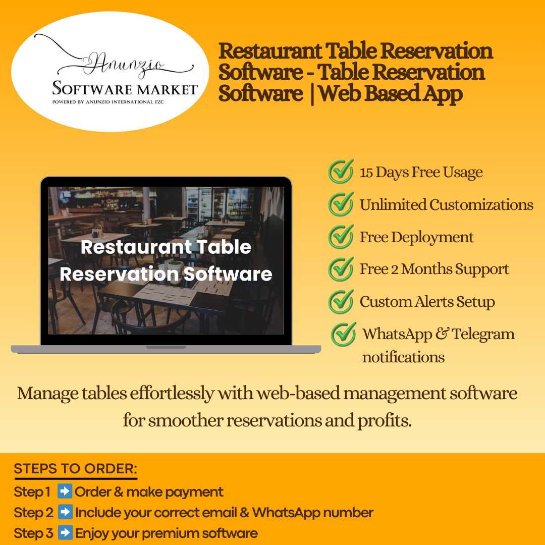 Restaurant Table Reservation Software dashboard