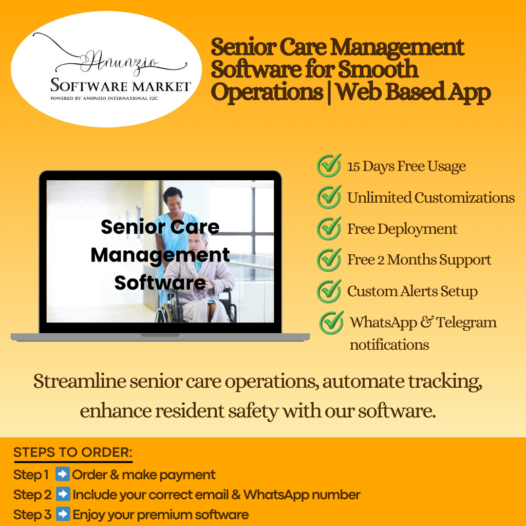 Senior care management software dashboard