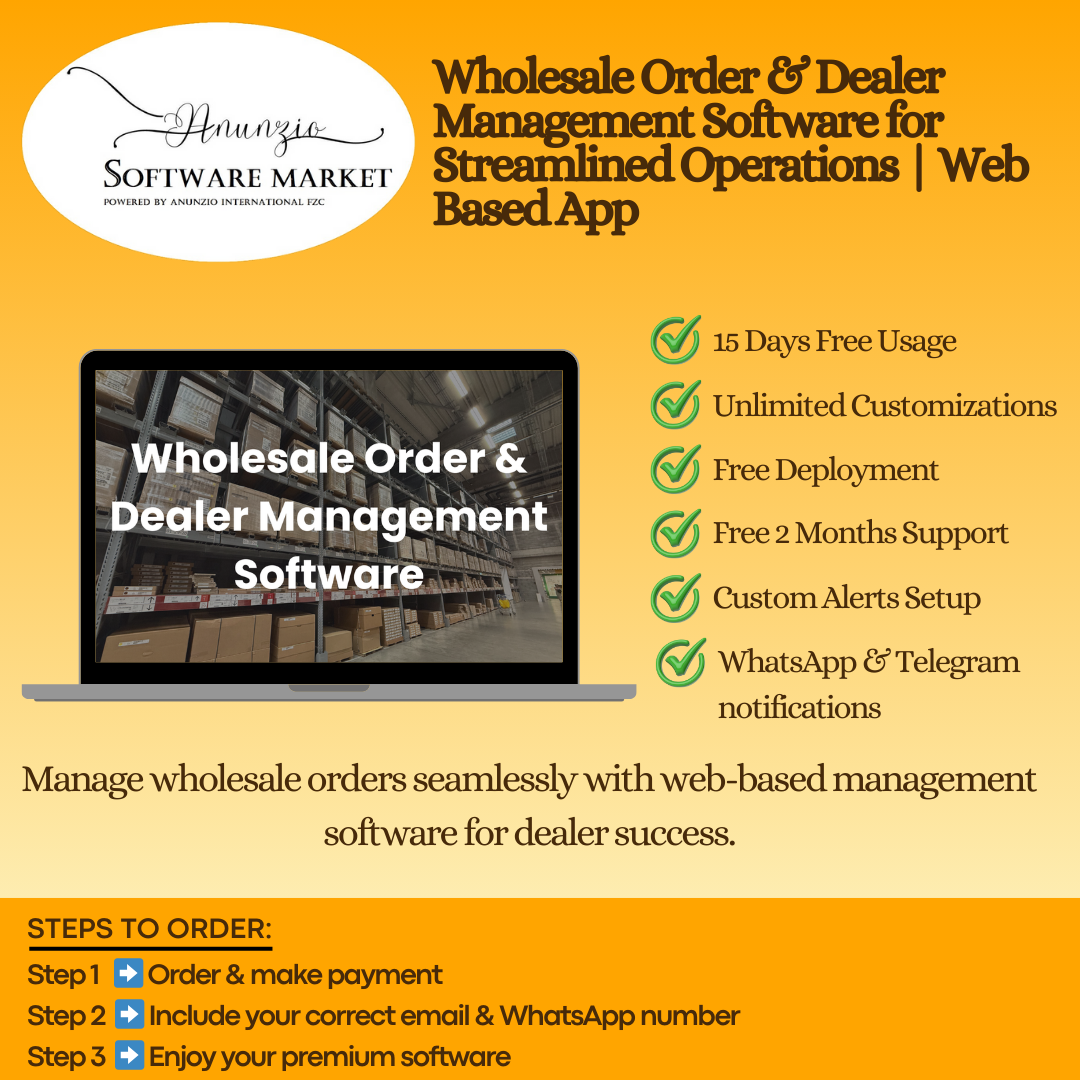 Wholesale Order & Dealer Management Software dashboard